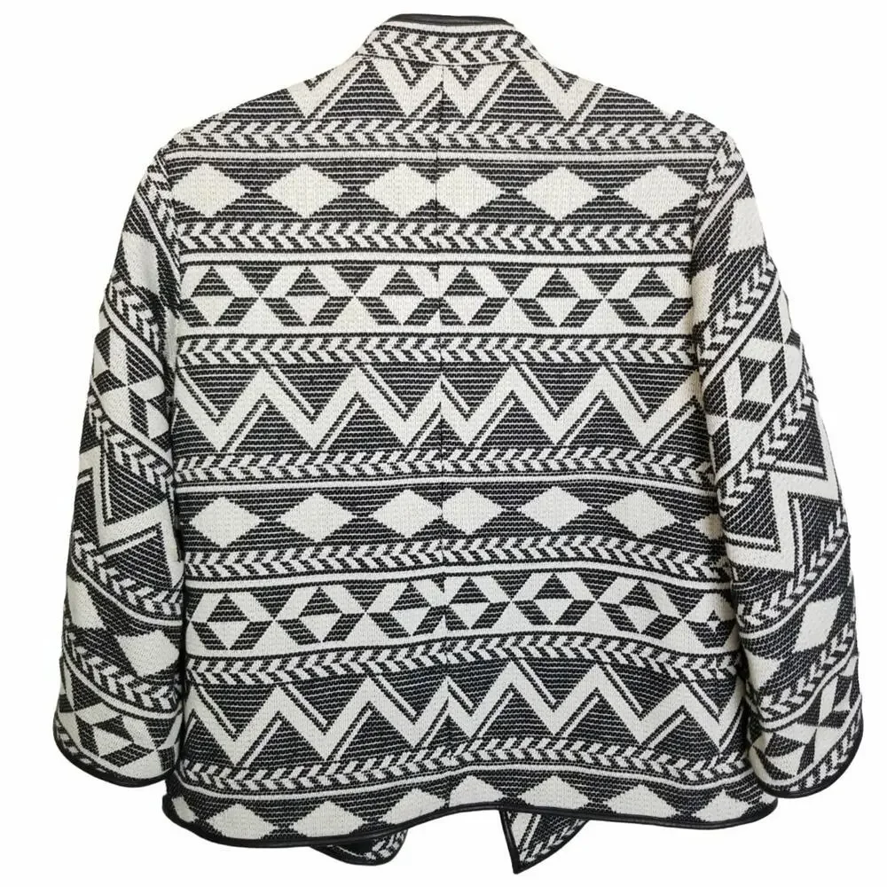 Zara Womens Southwestern Open Front Jacket Size S Western Layering Aztec Boho